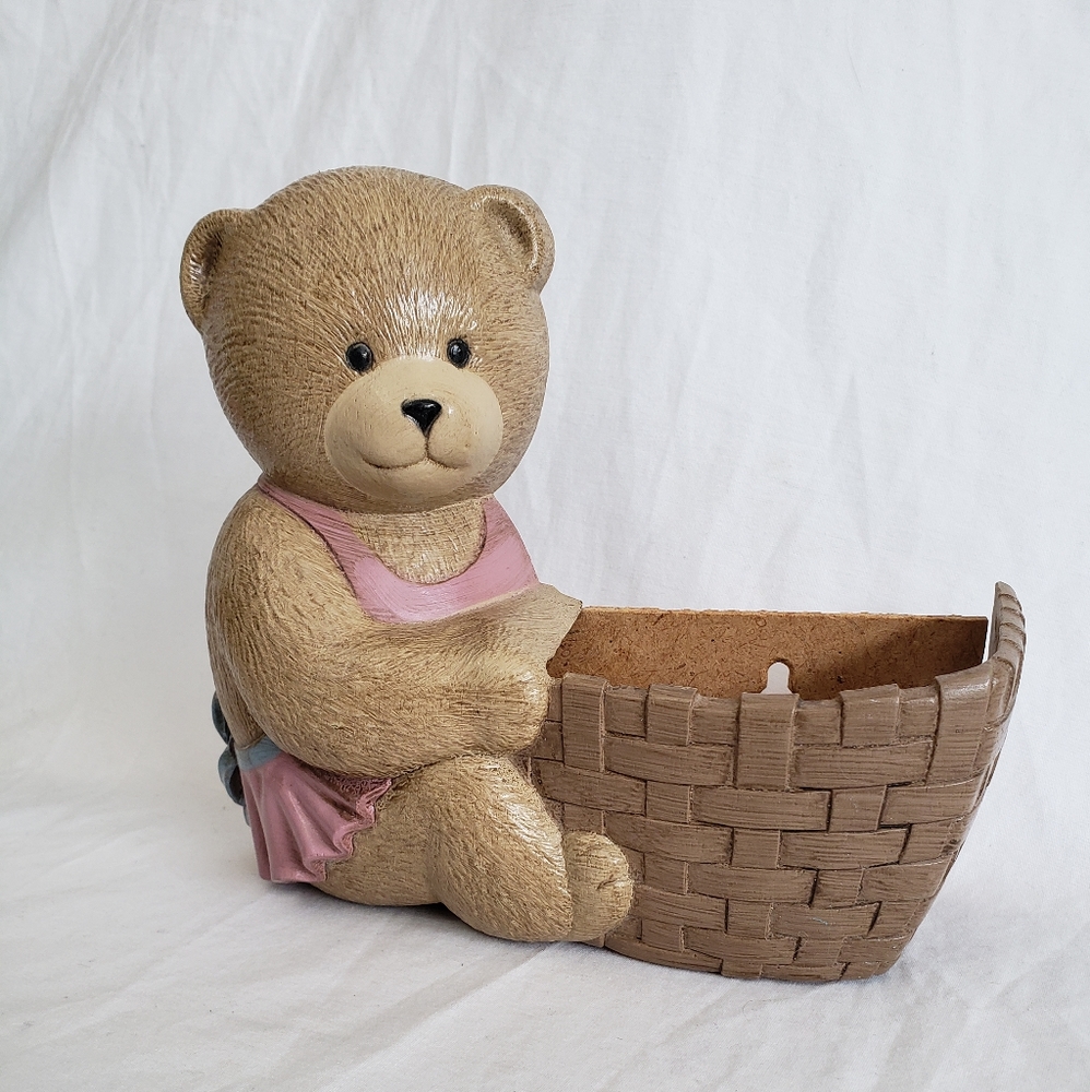 Vintage Burwood Bear Wall Pocket 1989 Pink Tutu